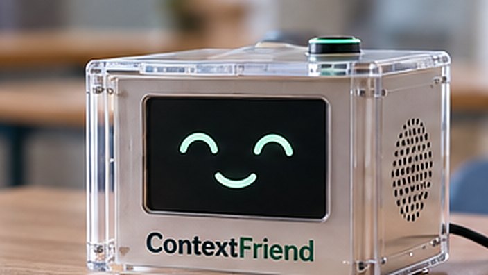 Front of the ContextFriend box: a small screen with a friendly face, a speaker grille and the ContextFriend name.